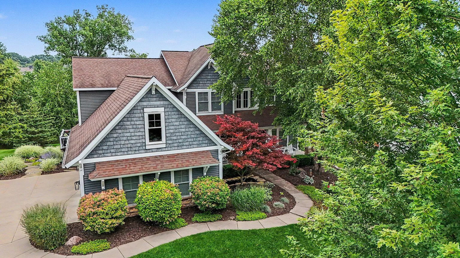Aerial of a craftsman colonial, from an EZ Shots shoot