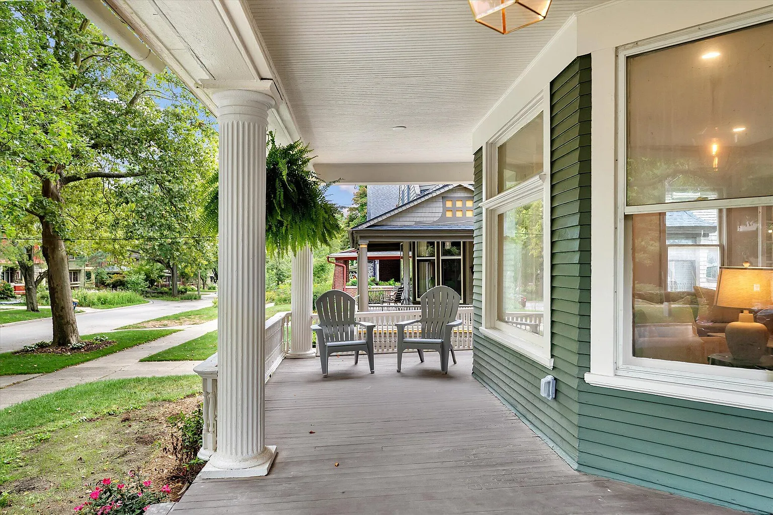 Wraparound porch on a restored foursquare, from an EZ Shots shoot